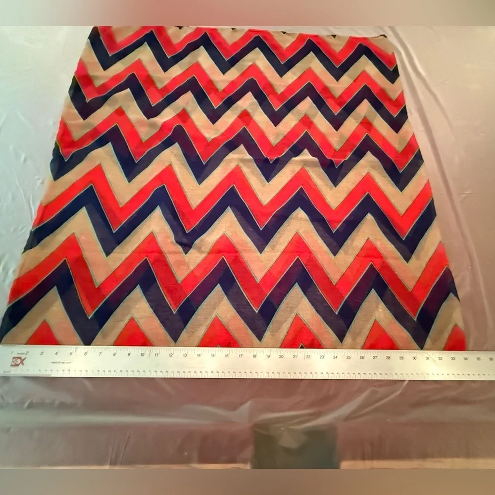 Etcetera by Carlisle Red/Tan/Navy/Teal Infinity Chevron Scarf Wrap - Picture 4 of 6